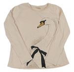 Světlerůžové triko s labutí Zara