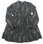 Černé šifonové šaty s leopardím vzorem a límečkem Shein 