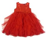 Červené slavnostní šaty s tylovou sukní George
