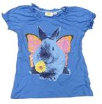 Modré tričko s králíčkem a motýlem Kids 