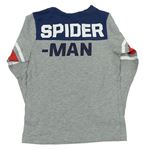 Šedo-tmavomodré melírované triko se Spider-manem a pruhy zn. H&M