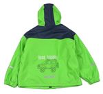Zeleno-tmavomodrá nepromokavá zateplená bunda s kapucí zn. Impidimpi