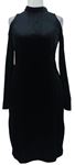 Dámské černé sametové šaty s průstřihy na ramenou Esprit 