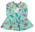 Světlemodré bavlněné šaty s dinosaury Miniclub