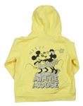 Žlutá propínací mikina s Mickey a Minnie s kapucí zn. George