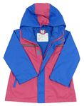 Růžovo-modrá nepromokavá jarní bunda s kapucí X-MAIL