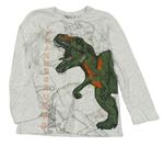 Šedé melírované triko s dinosaury Matalan