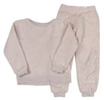 2set- Růžová chlupatá mikina s hvězdičkami + Domácí Kalhoty H&M