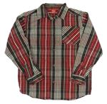 Hnědo-červeno-bílá kostkovaná košile S. Oliver