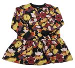 Černo-hnědo-barevné květované teplákové šaty Next