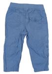 Modré plátěné roll-up kalhoty s úpletovým pasem zn. F&F