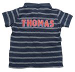 Tmavomodro-bílé pruhované/vzorované polo tričko s Thomasem zn. M&S