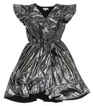 Černo-stříbrné šaty s volány Bluezoo