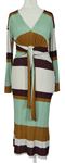 Dámské barevně pruhované žebrované midi šaty s páskem Asos 