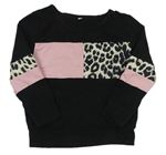 Černo-růžové triko s leopardím vzorem 