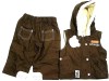 Outlet - 2set - Hnědá oteplená plátěná vesta s kcpucí+kalhoty