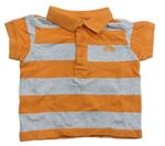 Oranžovo-šedé pruhované polo tričko s výšivkou C&A