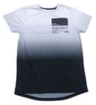 Bílo-černé ombré tričko s potiskem Primark