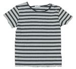 Černo-šedo-bílé pruhované žebrované tričko Primark 