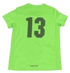 Křiklavě zelené sportovní tričko s číslem a nápisem zn. manguun