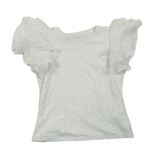 Bílé tričko s dírkovaným vzorem a volánky Shein