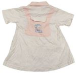Světlerůžovo-bílé kostičkované šaty s holčičkou a límečkem 