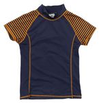 Tmavomodro-oranžové Uv tričko s pruhy Crane