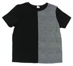 Černo-bílé tričko s kostkovaným vzorem  Shein 