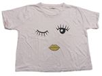 Světlerůžové crop tričko s očima Lipsy