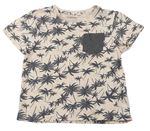 Světlerůžovo-šedé tričko s palmami 