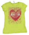 Neonově žluté tričko se srdcem Benetton
