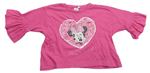 Lososové oversize tričko s Minnie z překlápěcích flitrů Disney