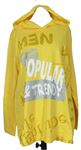 Dámské žluté triko s nápisy a kapucí 