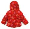 Červená květovaná zimní bundička s kapucí s chlupy zn. George 