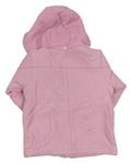 Růžový vlněný zateplený kabát s odepínací kapucí zn. Esprit