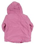 Růžová šusťáková zateplená bunda s kapucí
