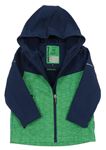 Tmavomodro-zelená softshellová bunda s kapucí C&A