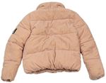 Růžová semišová zateplená bunda s korálky zn. H&M
