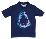 Tmavomodré UV tričko se žralokem Next
