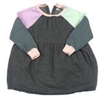 Černo-tmavošedo-lila-mátovo-broskvové riflovo/teplákové šaty Next