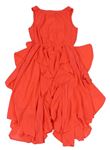 Neonově korálové šifonové šaty s volánky H&M