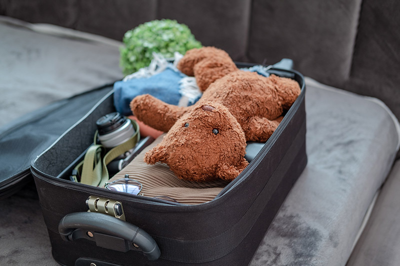 Detský kufor s plyšovou hračkou