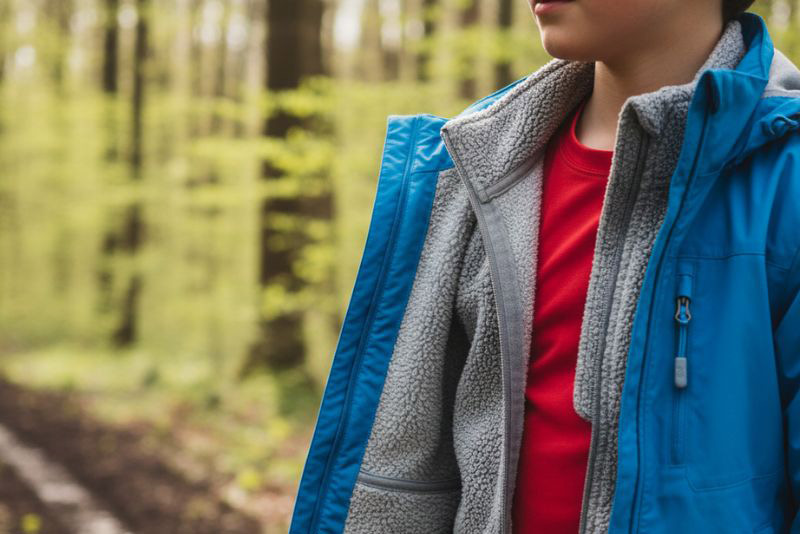 Dítě v bundě v lese