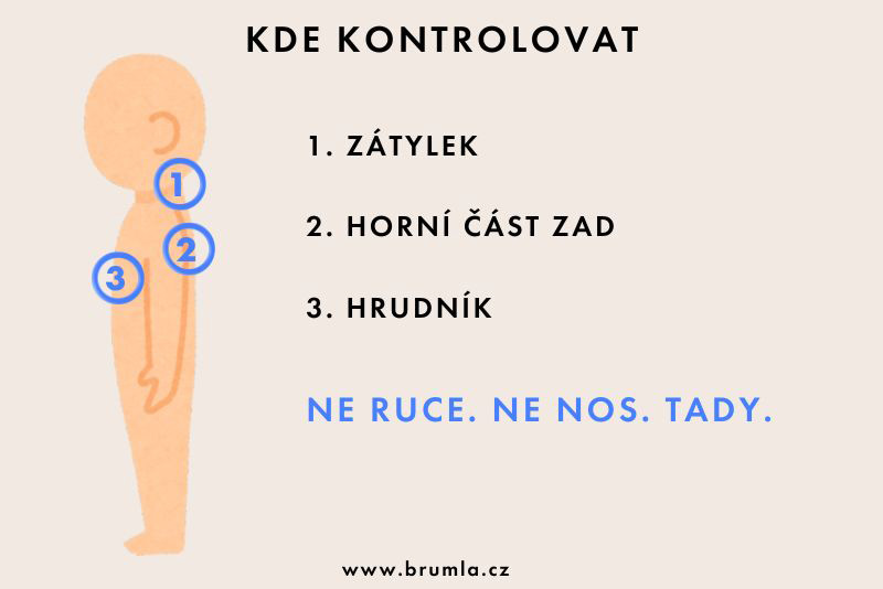 Kde kontrolovat teplotu oblečení, schéma