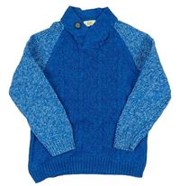 Modrý svetr s melírovanými rukávy kids