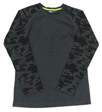 Šedo-černé pyžamové triko s army rukávy Urban