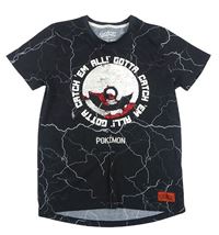 Černé vzorované tričko s obrázkem z flitrů - Pokémon Primark