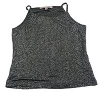 Černo-stříbrný třpytivý crop top 