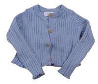 Světlemodrý žebrovaný propínací crop svetr zn. Primark