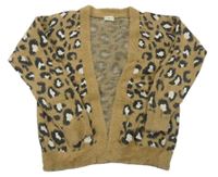 Hnědo-šedý leopardí pletený cardigan F&F